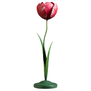 Hand-embossed metal candlestick in the form of a pink Spring tulip.